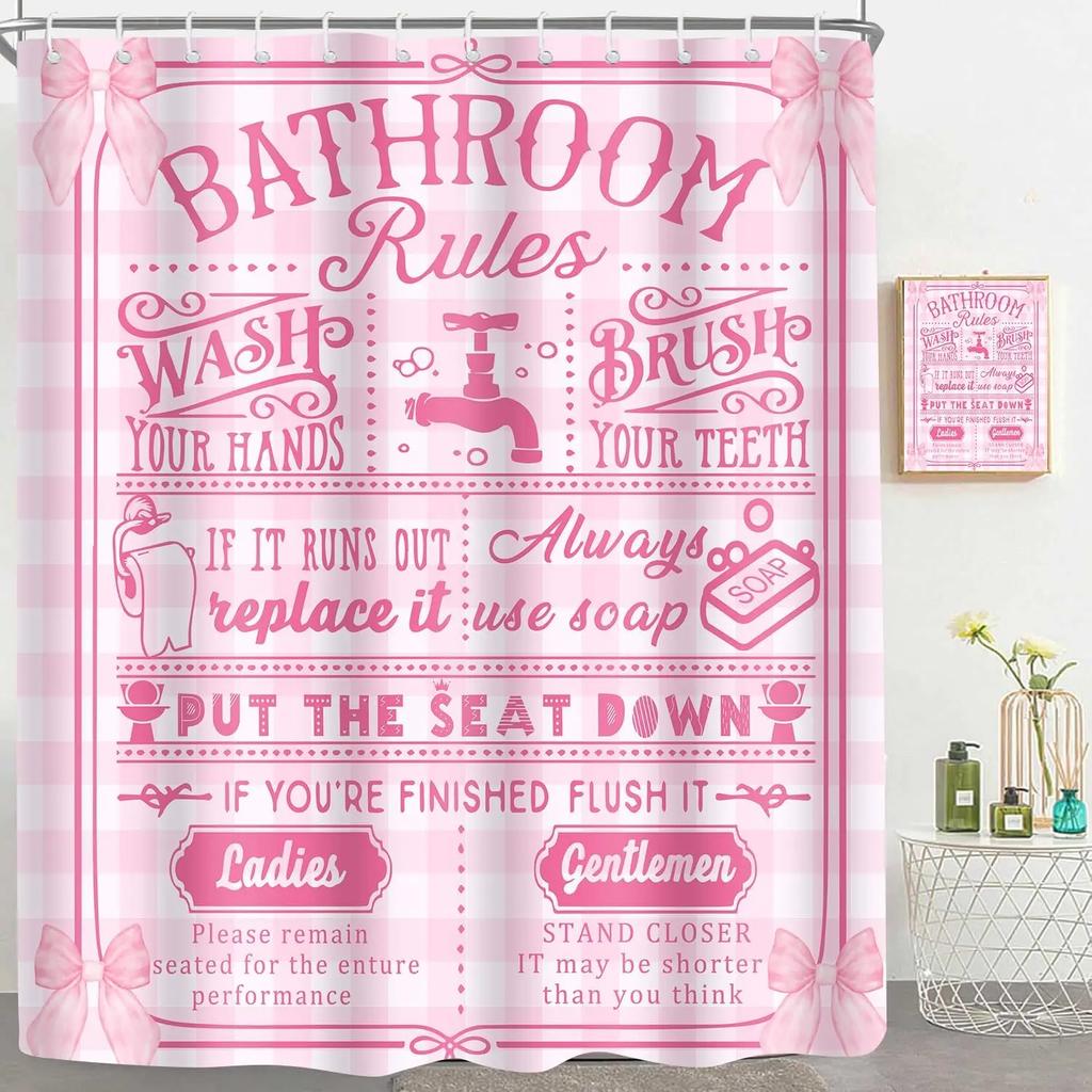 Funny Quotes Shower Curtain Cool Black and White Bathroom Rules Shower Curtains Fun Cute Toilet Sayings Fable Motto Bathroom