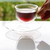 COFFEE TEA CUPS 2 PIECES WITH STANDS THERMAL GLASSES 250ml