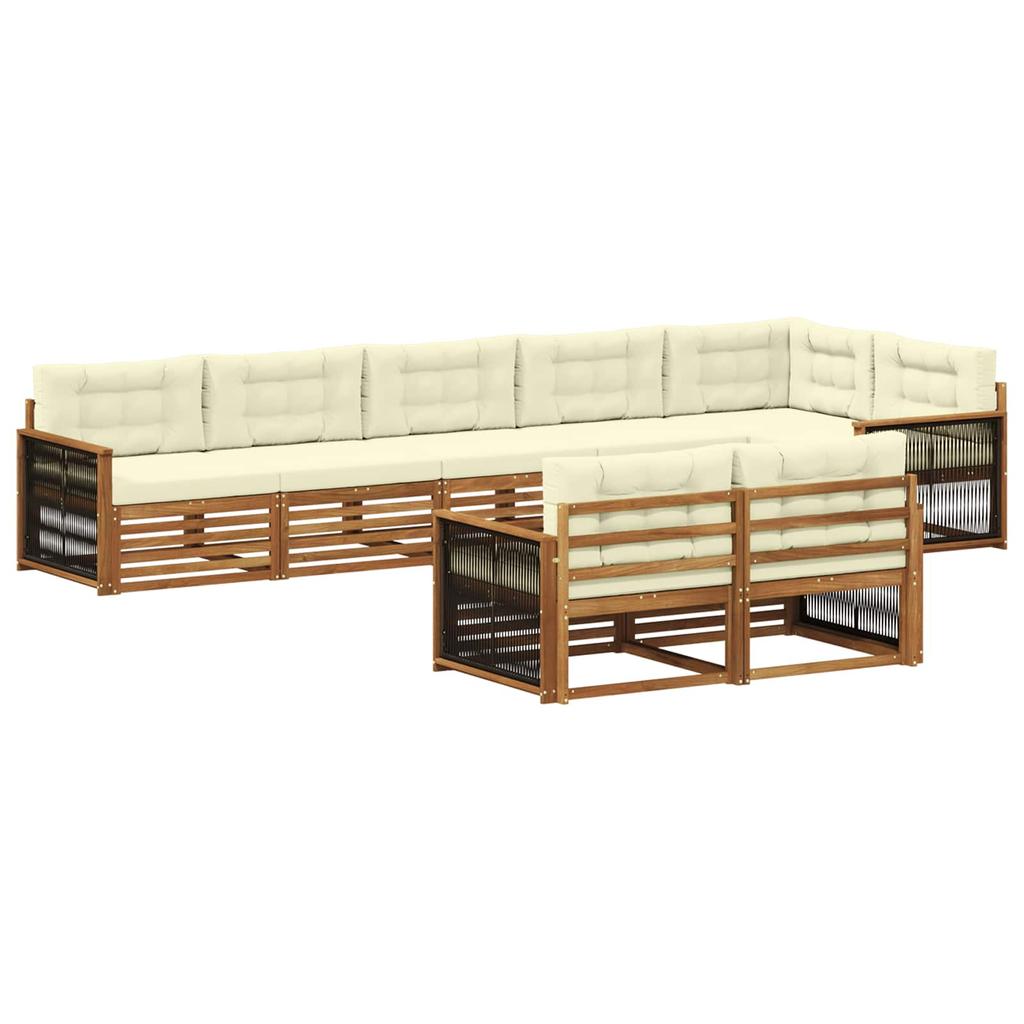 Outdoor Sofa Set with Cushions 8 pcs Natural and Cream