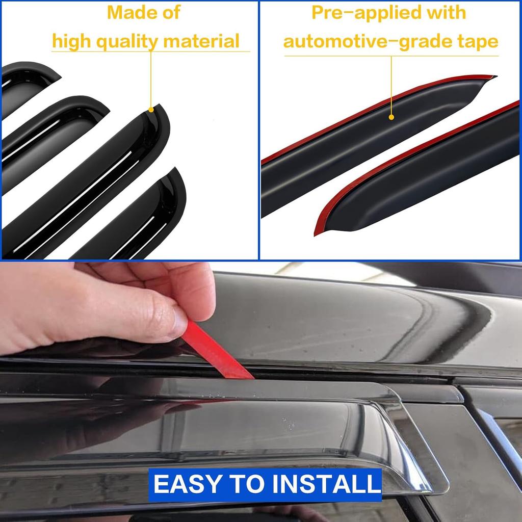 Window Rain Guards Visors For 2009-2018 Dodge Ram 1500 Quad Cab, Out-Channel Window Vent Wind Shades Deflectors For 09-18 Ram 1500 Extended Cab