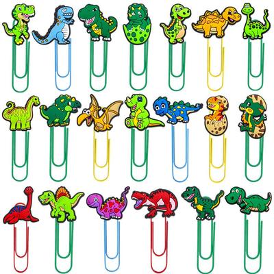 Dinosaur PVC Cartoon Paperclip - Creative, Colorful, U-shaped Bookmark Office Supplies