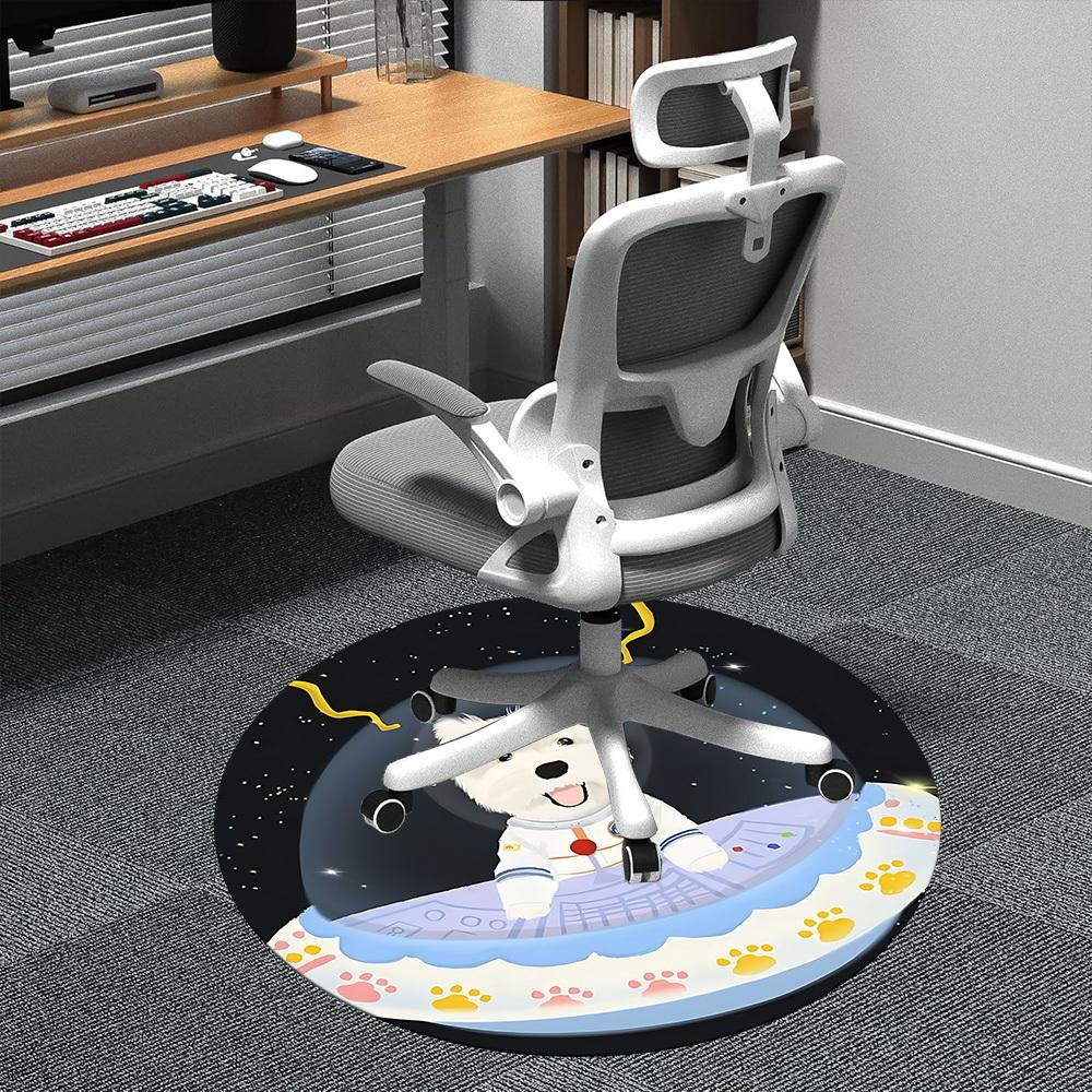 1PC Space Pup Office Round Area Rug, Mat Suitable ForOffice, Under Office Chairs Bedroom Living Room Home Decor, Room Deco