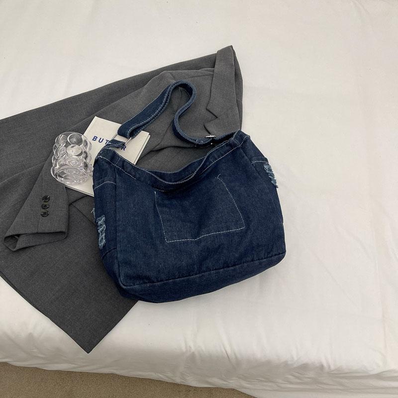 Large Capacity Canvas Bag Crossbody Bag Messenger Bag College Students Denim Shoulder Bag