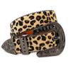 Rhinestones Buckle Leopard Belt for Women Men Eye Catching Pants Belt Waistband Female Aesthetic PU Belt Waist Ornament