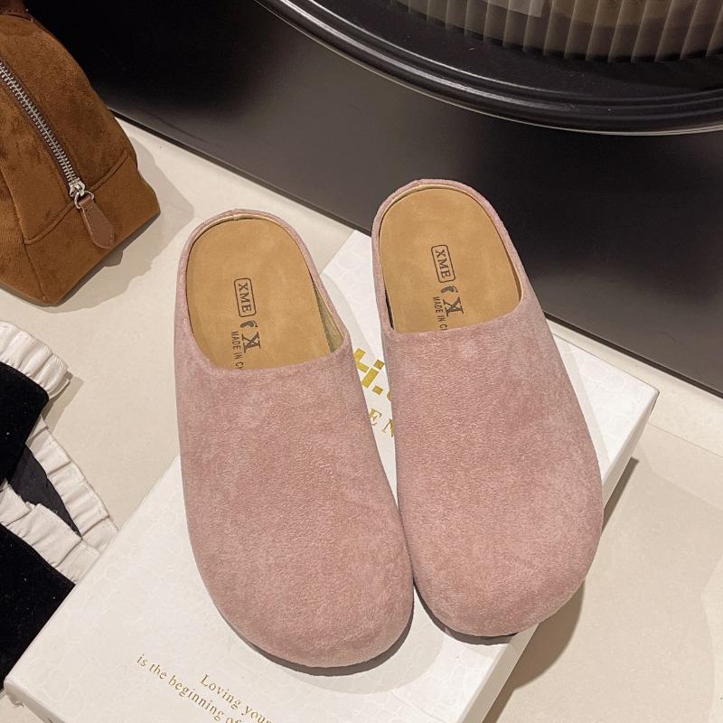 Fashion thick-soled women's bag head and half slippers women's outer wear new spring one-pedal lazy