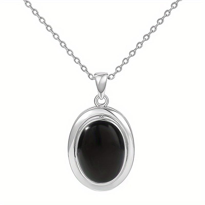 Natural Crytral for Womens Pendant Necklace Natural Stone Necklace Stone Elliptic Silver Plated Necklace Classic Jewelry Gift