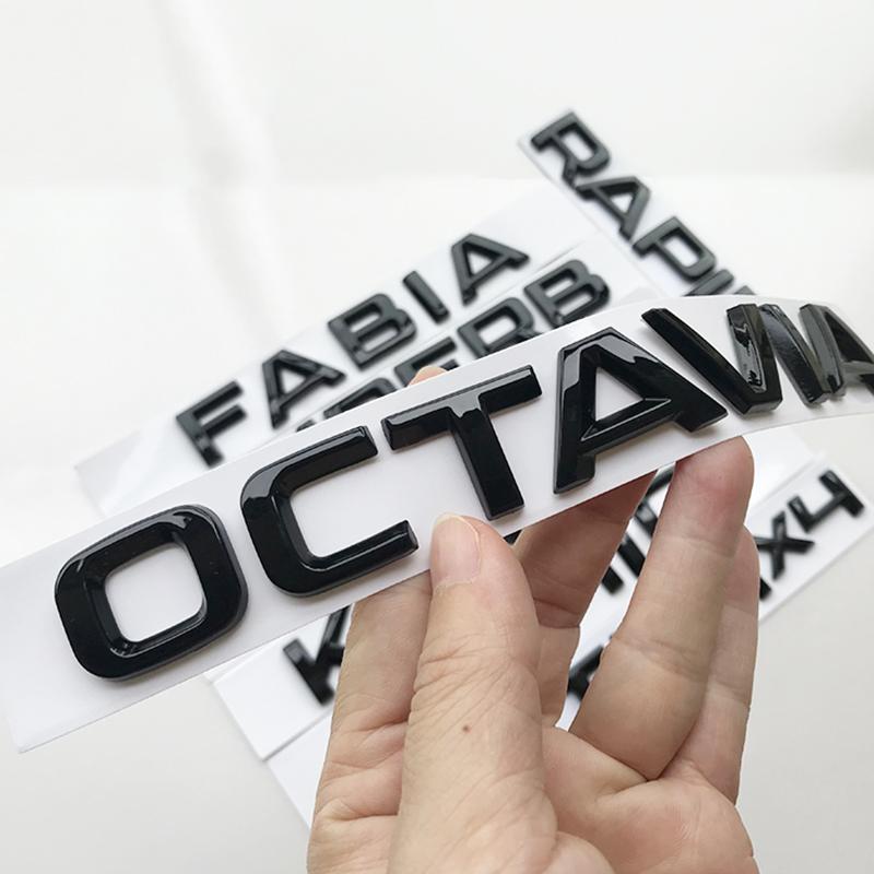 swpzb8 Glossy Black Letters ABS Car Emblem for SUPERB OCTAVIA FABIA KAMIQ KAROQ KODIAQ RAPID YETI 4x4 Trunk Nameplate Logo Sticker