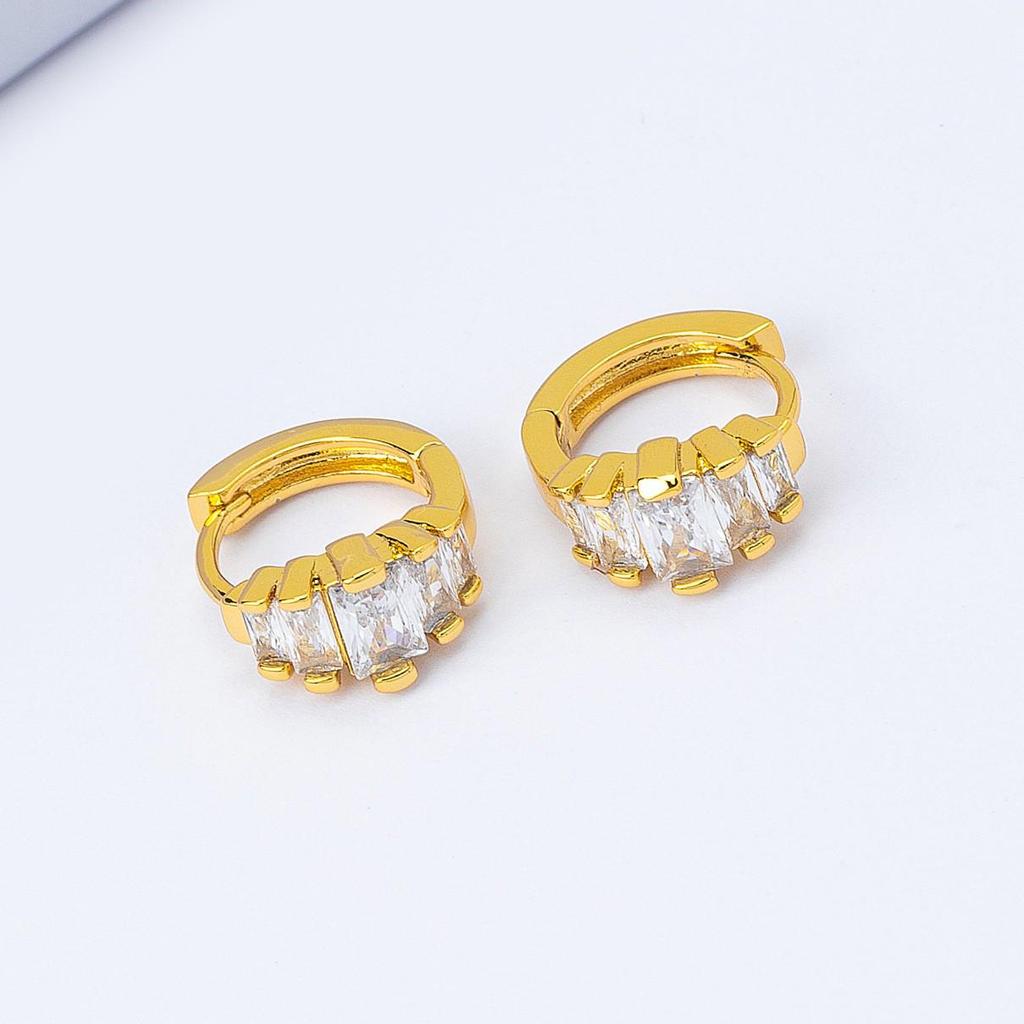 18K Gold-Plated Zircon Diamond Hoop Earrings, Vintage Chinese Style, Women's Light Luxury Trend