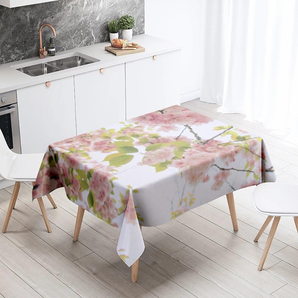 Floral Tablecloth Home Decor Stain Resistant Waterproof Table Decoration Rectangular Kitchen Fireplace Tops