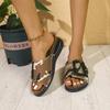 Large Size Slippers Women's Summer New Camouflage Slope Heel Fish Mouth Drag Round Head Beach Cool Slippers 43