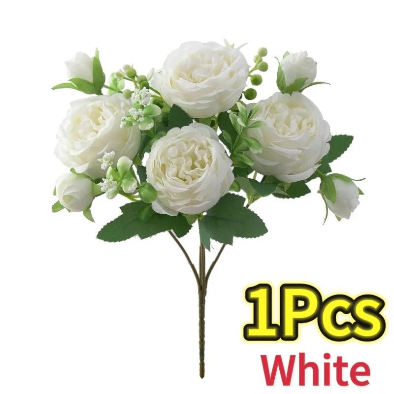 

Artificial Flowers Fake Silk White Peonies Used for Home Room Vase Decoration Christmas Wreath Wedding Bouquet Party Accessories білий