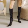 Špičaté kozačky nad koleno na zip Podzim Zima Dámské vysoké kozačky Lakovaná kůže Dlouhé přes stehno Taneční fetiš obuv Dámská Velká velikost