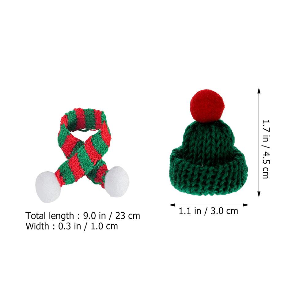 24Pcs Mini Christmas Knit Hat Scarf Set Compact Wine Bottle Covers Xmas Party Supplies Holiday Decorations Mini Knit Hat
