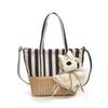 Summer trend canvas bag striped vegetable basket women's bag new high-end retro splicing fashion messenger bag