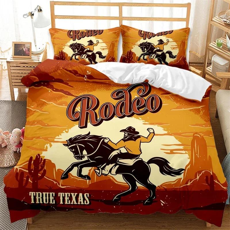 Western Cowboy Duvet Cover Set Single King Wild West Themed Cowboy Bedding Set Microfiber Rodeo Cowboy