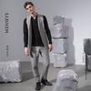 Menseye Gray Spring and Autumn Slim-Fit Art Style Linen