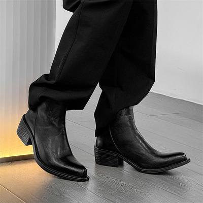 Haute Qualité 2025 S/a Nouveau Style Classique Britannique Noir Homme Bottes en Cuir Pointues Hombre Quotidien Banquet Robe de Mariage Chaussures Décontractées
