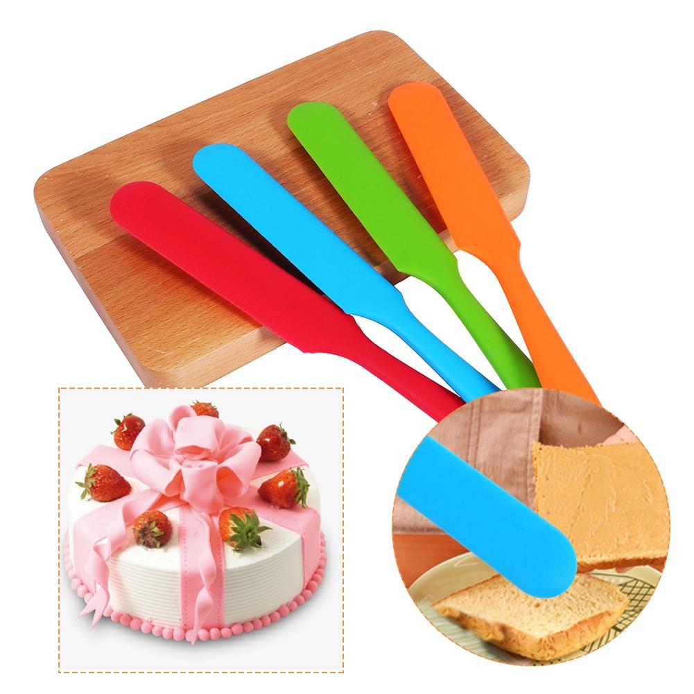 Kitchen Cake Cream Butter Spatula Mixing Batter Scraper Brush Handle Silicone Baking Cook Tool