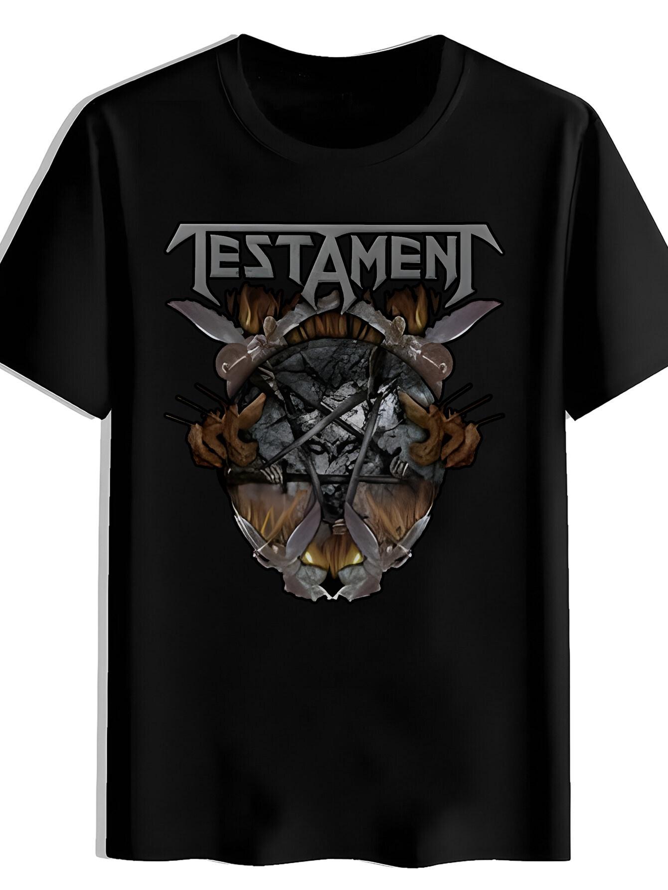 T-shirt Vintage Rock Band Graphic - Testament Design with Skull & Crossbones XXXL