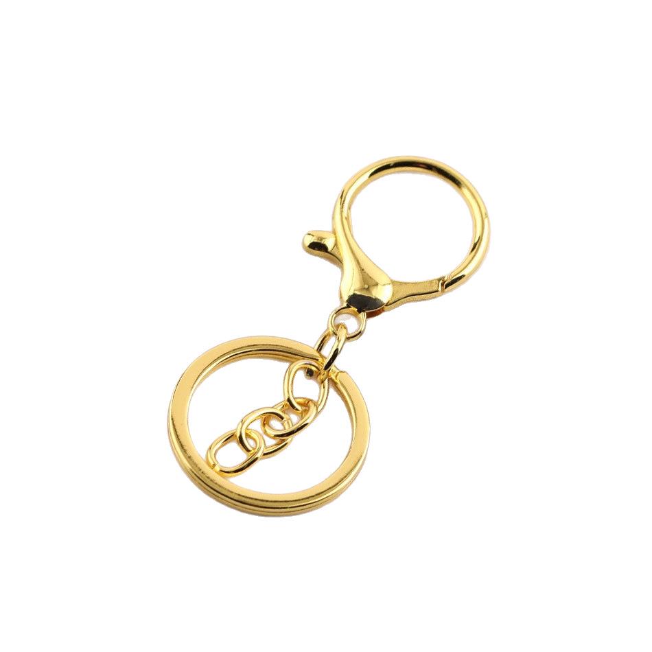 Zinc Alloy Keychain Set: Metal Lobster Clasp, 8-Shaped Ring, 4-Section Chain Ring Clasp