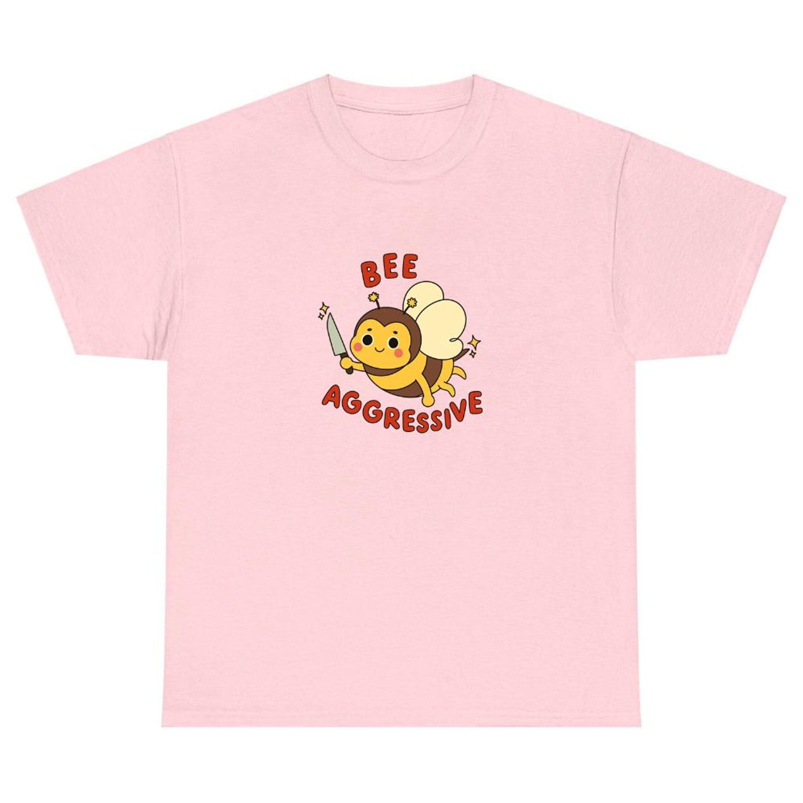 Bee Aggressive Funny Bumblebee T-Shirt- Unhinged Graphic Tee - Soft Girl Style Bee Lover Gift XL