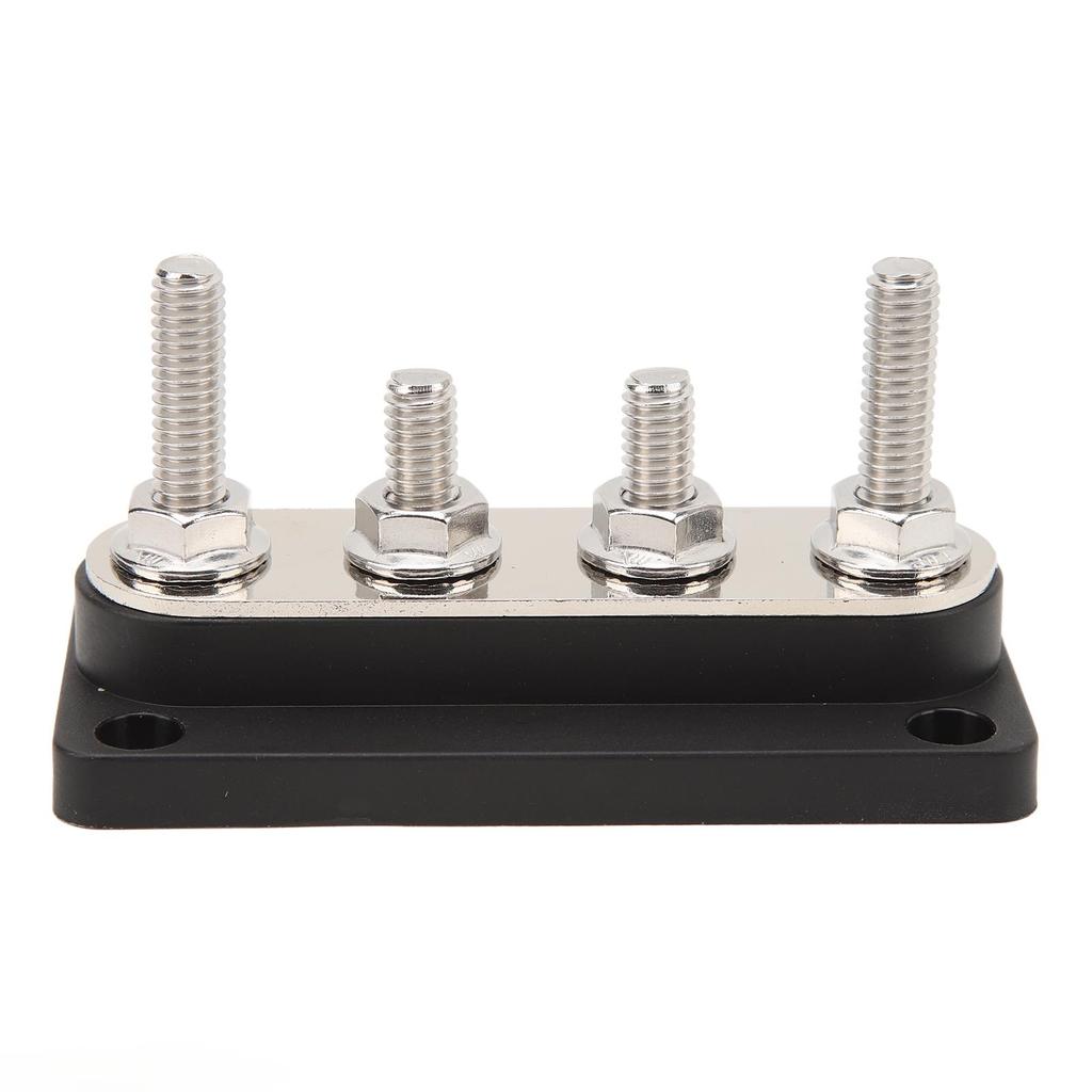 4 Studs Power Distribution Block 12‑48V 150A Brass Nickel Plated for Cars Trucks RVs Marine Boats Black