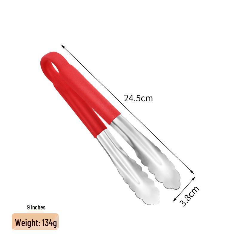 

304 Stainless Steel BBQ Tongs with Thick Rubber Grip, Anti-Scald, Multi-Purpose, Labor-Saving, and Practical Design