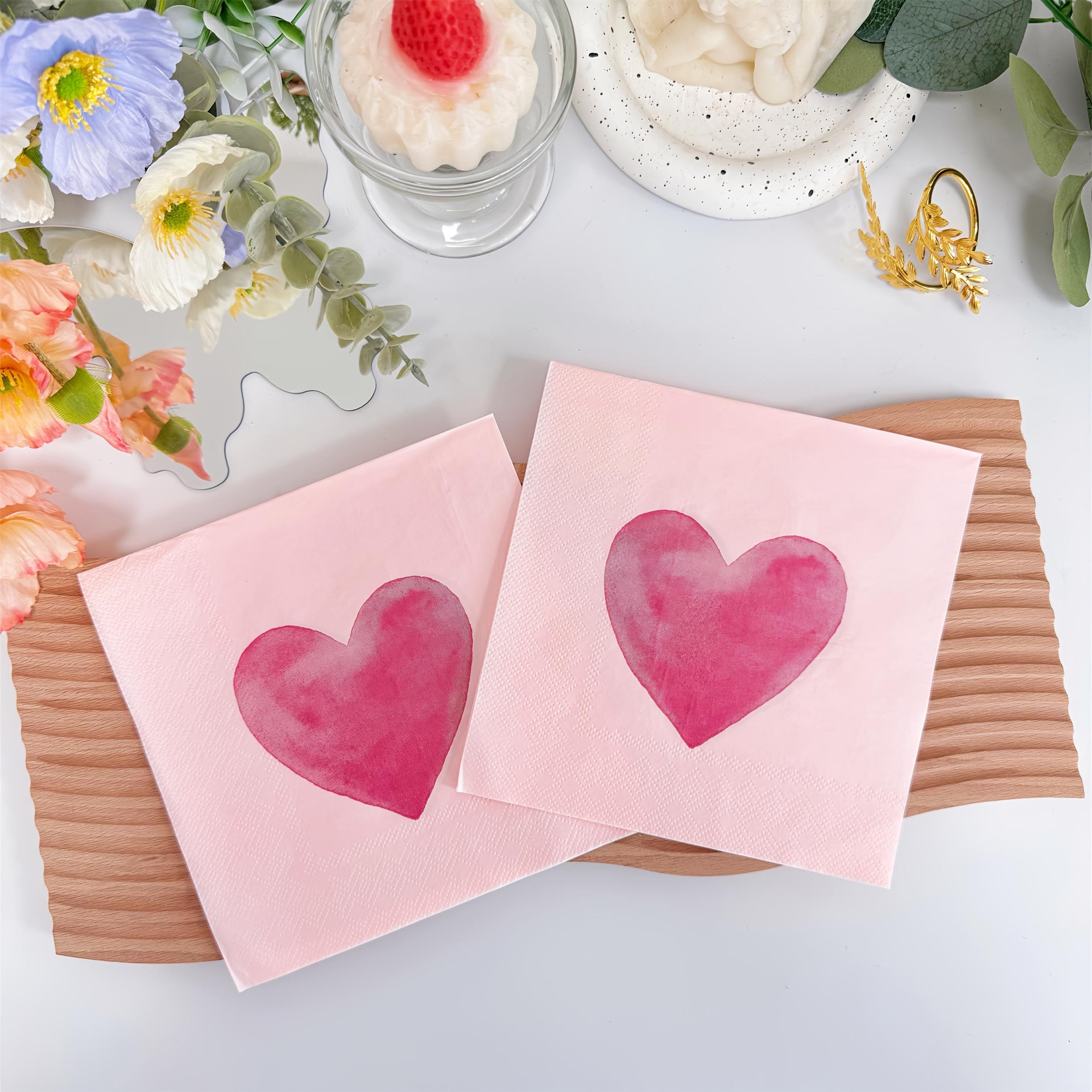 20 шт., 2 слоя, Розовый узор  Сердце , Салфетки для вечеринки, Декоративные салфетки ко Дню Святого Валентина, Для ресторана, отеля, Хэллоуина и Рождества