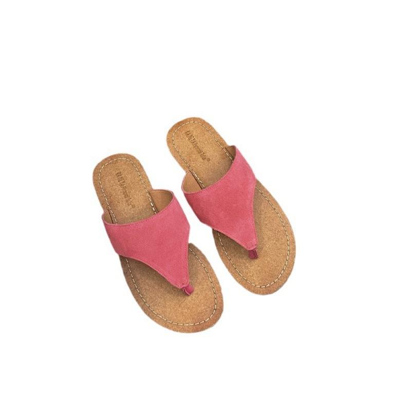 2025 spring and autumn new retro flip-flops wear Korean version of fashion toe beach flat bottom sandals women