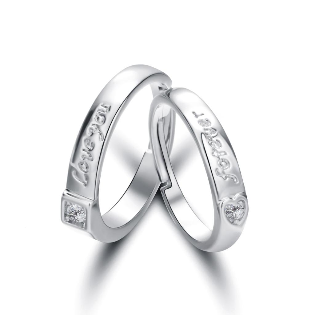 Romantic Love Heart Electrocardiogram Couple Open Rings For Women Men Love You Forever Promise Wedding Ring Charm Jewelry Gifts