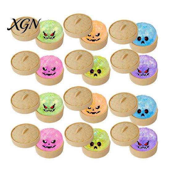 Soft TPR Decompression Cake Halloween Bun Squeeze Stress Ball, Slow Rising Toy with Steamer, Creative Gifts for Sensory Fidget Cute Ghost Faces,