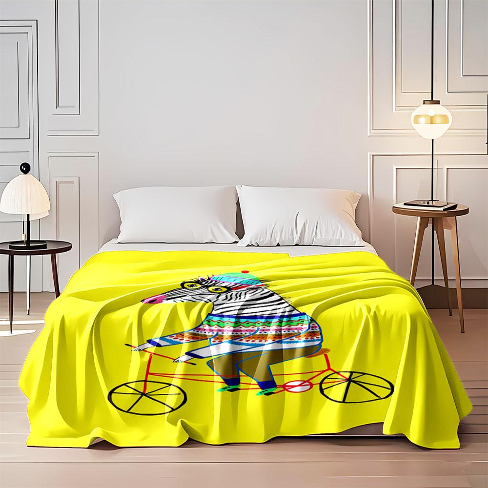 Zebra on Bicycle Blanket for all seasons blanket lunch break throw gift