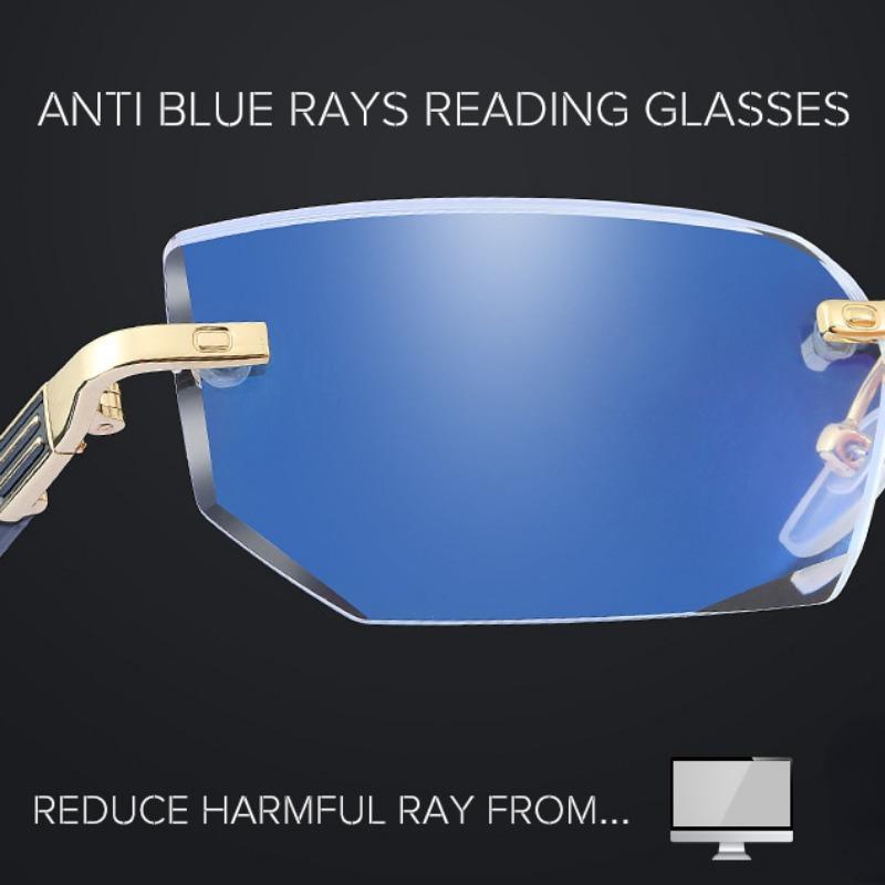 Anti Blue Ray Reading Glasses Women Dimond Cutting Rimless Eyewear  Anti Fatigue Hyperopia Presbyopic Glasses +1.5