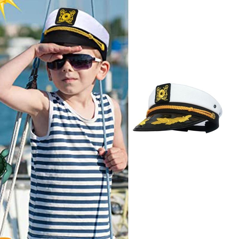 Fashion Embroidered Military Hat Captain Cap Sailor Cap Marine Admiral Cap Adult Military Hat Navy Hat for Fancy Dress