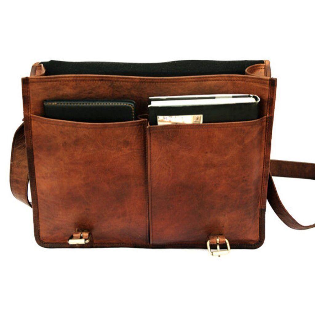 Кожаная сумка-мессенджер ручной работы Сумка для ноутбука Сумка через плечо Школьная — фото 3