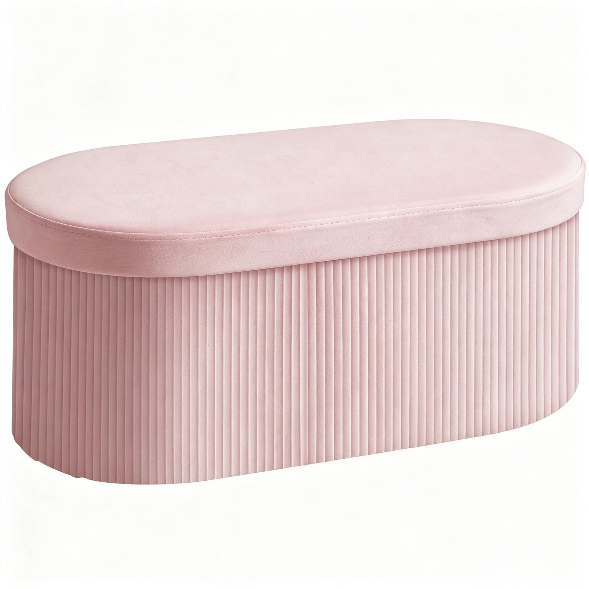 Tároló puff összecsukható tárolópad 72 L 76x38x35 cm Bársony kárpitozású tároló láda rózsaszín 76 x 38 x 35 cm rózsaszín