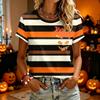 Women's Halloween Print Short Sleeve T-Shirt, Fashion Casual Neck Top for Festivities