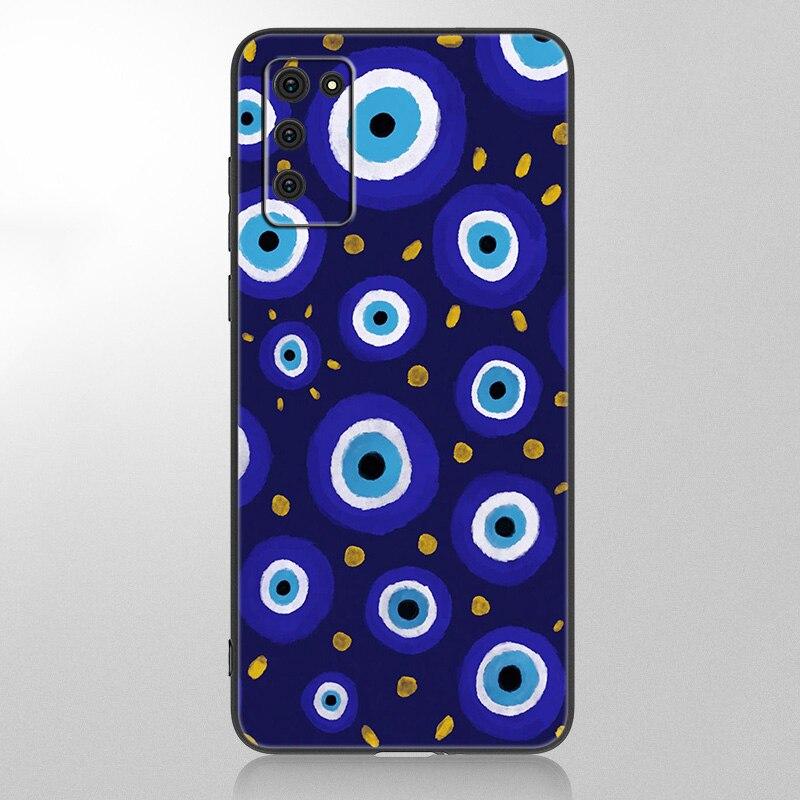 Eye Blue Evil Eye Phone Case For Samsung Galaxy A12 A02S A22 A32 A52 A72 A71 A51 A41 A31 A21 A11 A50 A70 A10S A20S Black Cover