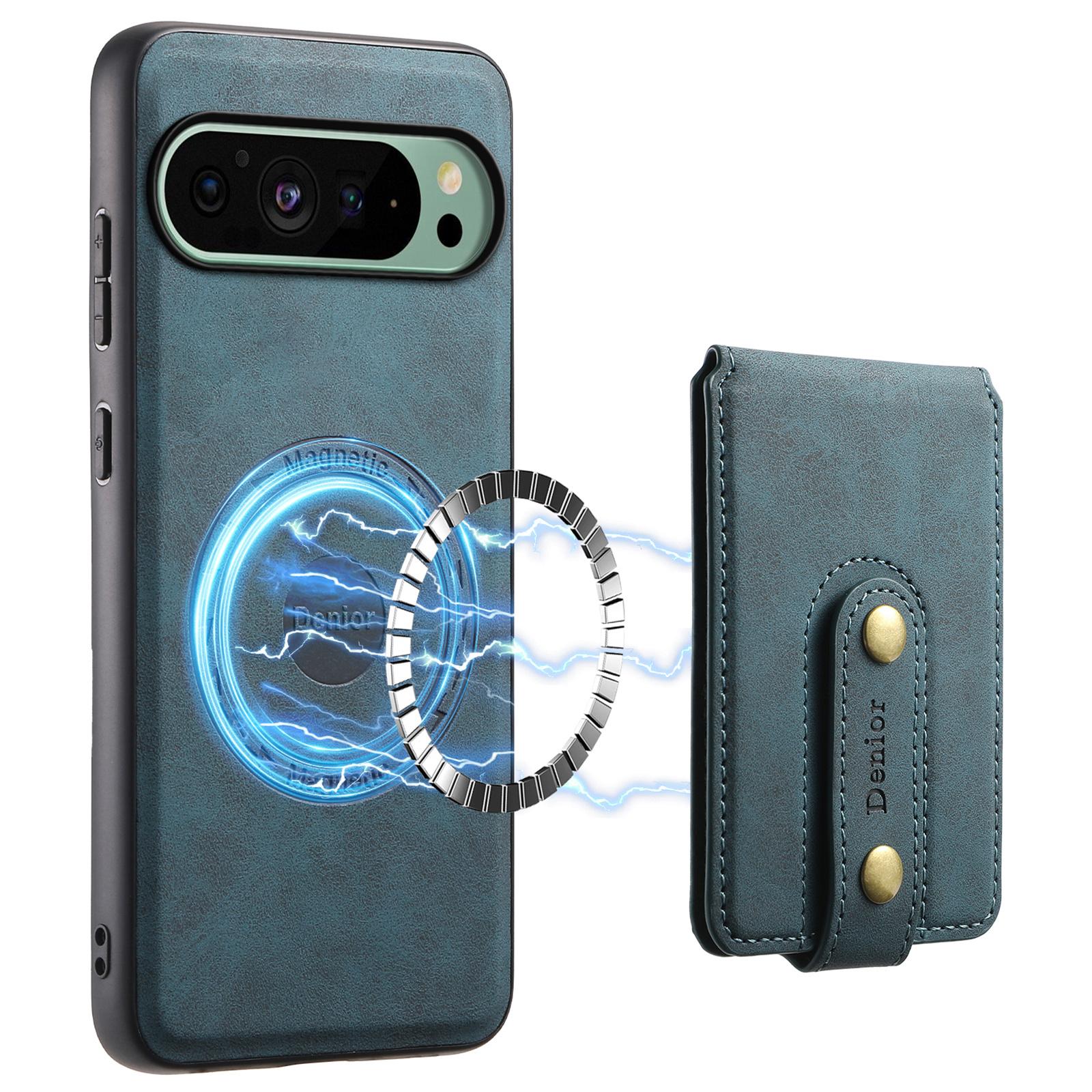 

DENIOR D14 For Google Pixel 9/9 Pro Case Compatible with MagSafe Kickstand Card Slots Phone Cover Blue