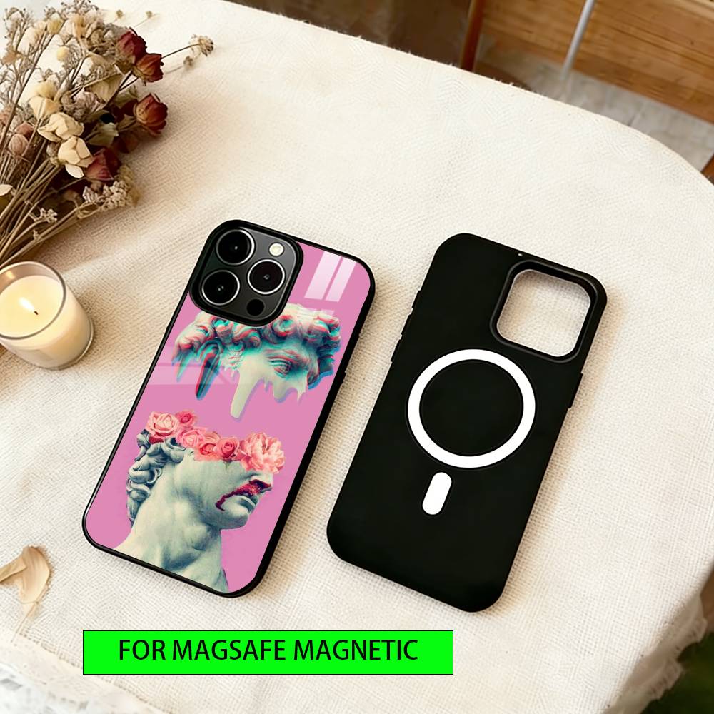 Creative Sculptures Phone Case For iPhone17,16,15,14,13,12,11 Plus,Pro Magnetic with Magsafe Wireless Charging