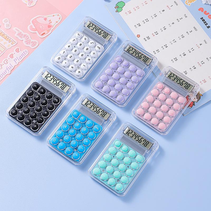New Mini Candy Color Pocket Calculator - Portable and Transparent Student-Friendly Cute Design