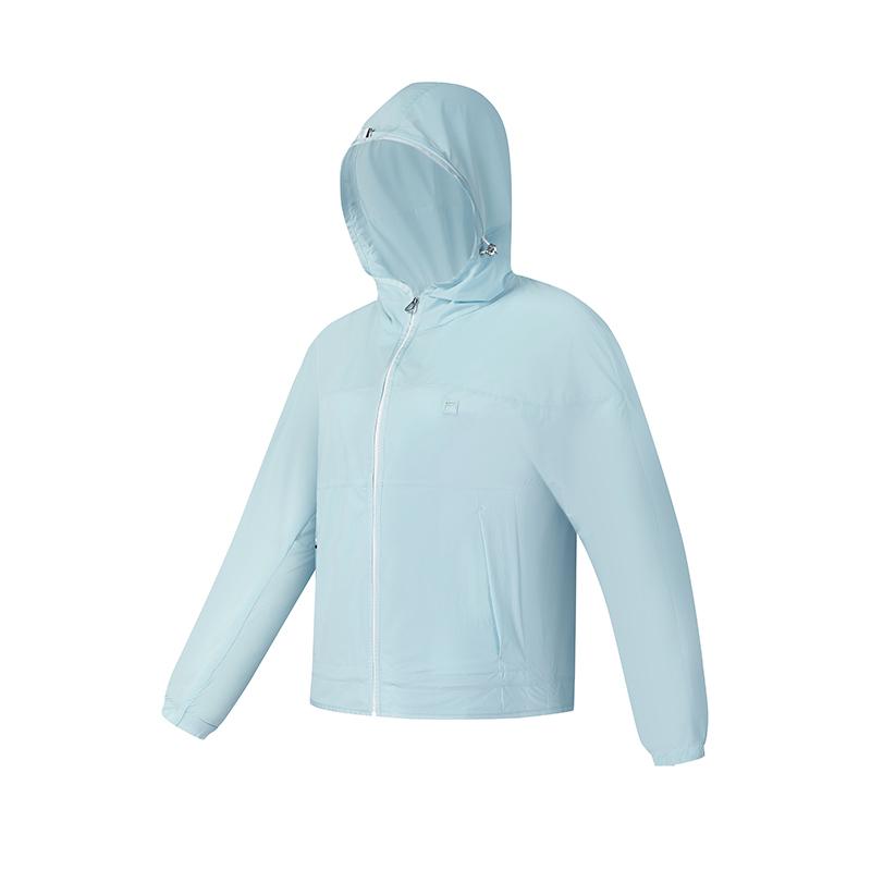 Fila Golf Series Hooded Zipper Woven Loose Jacket Women Jackets Denim-Wash-Blue A11W535706F-LB
