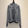 Unisex Oversized Hoodie With Distressed Washed Print Streetwear Cotton Sweatshirt Fall