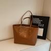 Simple Solid Color Large Capacity Women Tote Bags High End Fashi Soft Leather Shoulder Bag Vintage Travel Commuting Handbags