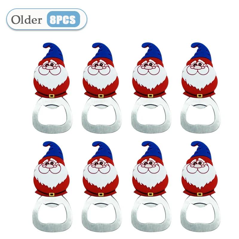 1-10PC Christmas Magnetic Bottle Opener Santa Claus Beer Eagle Silicone Fridge Magnet Kitchen Tool Holiday Gift Party Home Decor