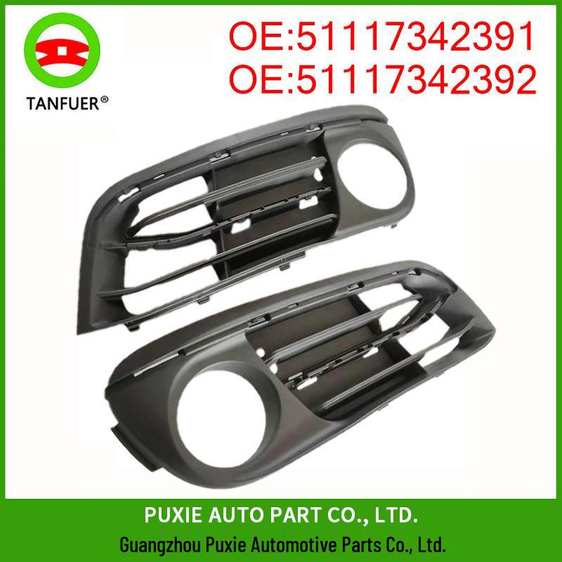 Black Honeycomb Grille with Fog Light Frame for BMW (Part Nos: 51117342391, 51117342392)