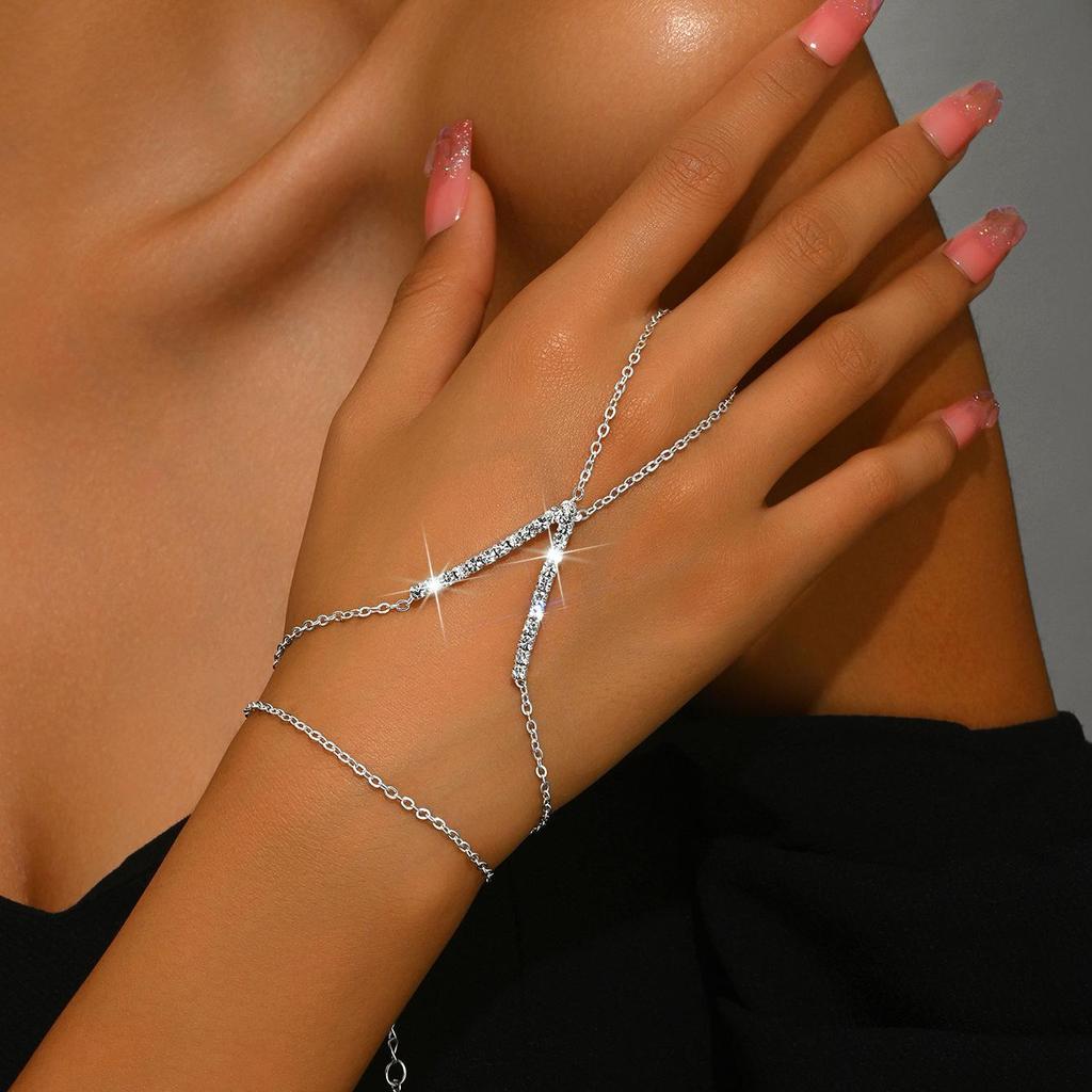 Trendige Strass-Fingerlose Handkette mit europäischem und amerikanischem Flair