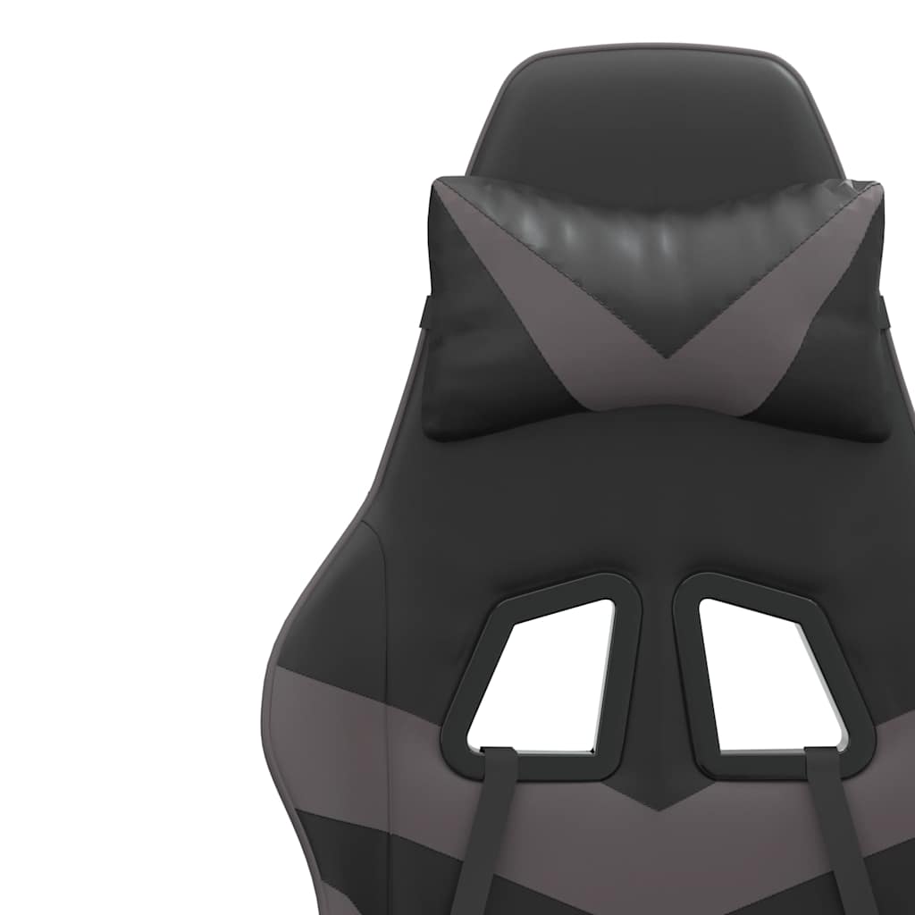 Gaming Chair Swivel Black and Gray Artificial Leather