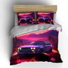 Purple Retro Car With Dreamy Background Bedding Set 1 Duvet Cover 2 Pillowcases For Adult And Children Luxury Gift Full Size
