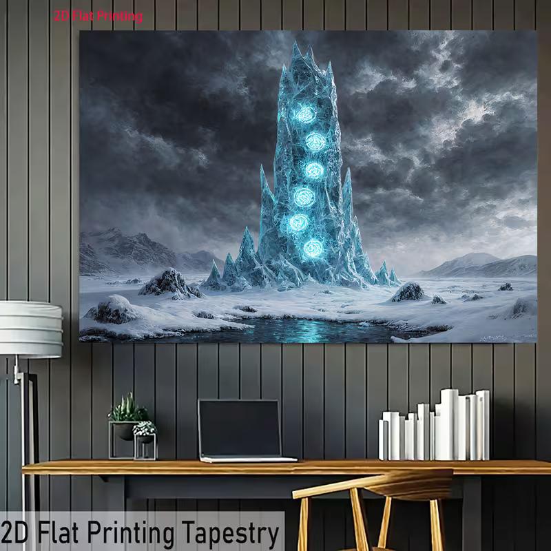 2D Artistic Magical Citadel Tapestry for Content Creation & Home Decor